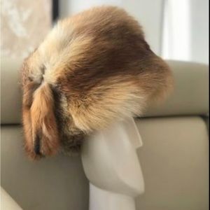 Red / Cooper real Fur / Red Fox Women's Luxury Beanie Style Hat Cap